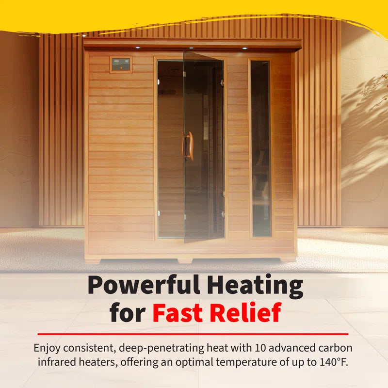 6-Person Cedar Infrared Sauna with 10 Carbon Heaters