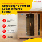 6-Person Cedar Infrared Sauna with 10 Carbon Heaters